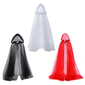 Soft Meshes Halloween Cloak Efficient Party Attire Skin Friendly Costume Cape Easy Wear Hooded Cape For Adults