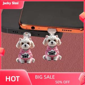 Jacky 2D Acrylic Flat Animal Dust Plug For Iphone And Type-C Connector Dust Plug Pendant Hanging Decoration