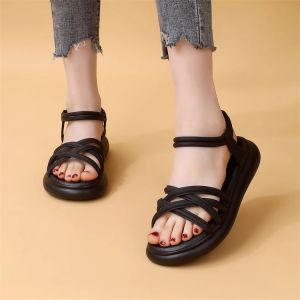 Free Shipping Fashionable Roman Sandals For Women 2026 Summer New Collection Casual Flat-Soled Sandals With Elastic Straps And Soft Soles Perfect For The Beach