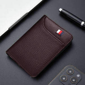 (COD+3 Days Delivery)Mini Leather Thin Pocket Flip Purse Wallet Drivers License Business Credit Card ID Foldable Holder LA