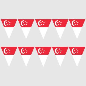Singapore Flag Triangle Bunting Red & White STRING (5 metres) 20 strings per quantity selected