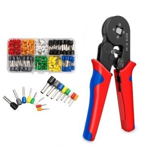 Bộ Kìm Bấm Dây Điện Gồm 1 Kềm Bấm Cos Đầu Vuông HSC8 6-4A + 1 Hộp 400 Đầu Cos Nối Nhanh Dây Điện Từ 0.5 - 4mm²