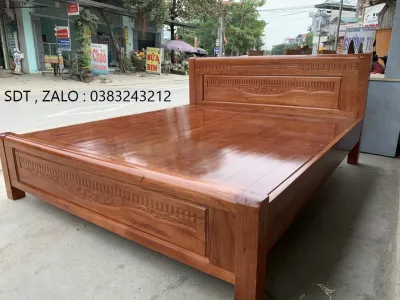 giường ngủ gỗ xoan đào phòng ngủ