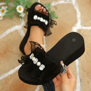 [Free Shipping] WomenS Pearl-Embellished Wedge Sandals 2026 Summer New Collection Unique Open-Toe Design