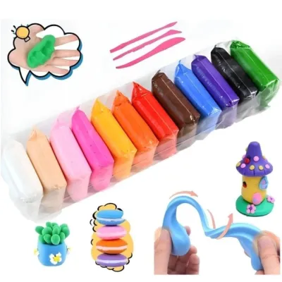 12 PCS - CLAY MAINAN ANAK - CLAY SLIME BANTAL WARNA WARNI (FREE PISAU) - COD - KEEP BLESSING