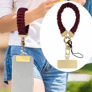 ESH63 Metal Card Mobile Phone Strap Pleated Design Pendant Cell Phone Chain Phone Case Hanging Anti-Lost Mobile Phone Lanyard Women/Lady/Girl