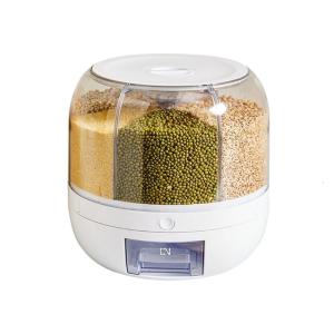 Dry Storage Box with 6 Detachable Sections 360 Degree Rotating Rice Dispenser Convenient Kitchen Holder