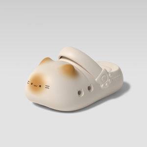 Free Shipping 26 New Cute Cat Paw Clogs For Women New Thick-Soled Half Slippers Outdoor Wear Non-Slip EVA Sandals