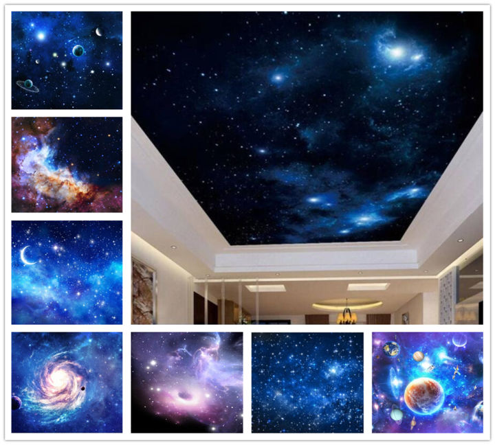 Custom Sky starry 3d ceiling wallpaper,living room tv wall children's ...