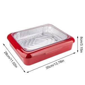 Food Container Foil Pans Holder Stackable Insulation Lunch Box Aluminium Foil Trays BBQ Picnics Rectangular Home Travel