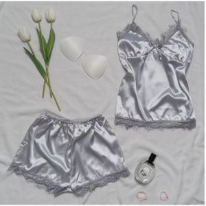 Baju Tidur / Vee-lingerie silk set celana pendek premium / Setelan Piyama Baju Tidur Wanita Dewasa / Lingerie Set Tanktop dan Celana Pendek Bahan Satin