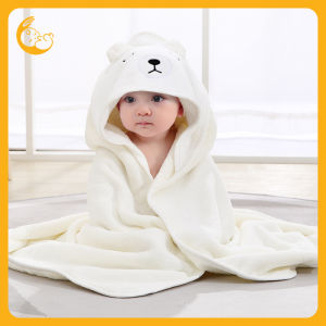 Kisss baby cartoon baby blanket Swaddle Wrap ผ้าห่มเด็กลายการ์ตูน  ขนแกะปะการังเนื้อนุ่ม  ผ้าห่มคลุมอาบน้ำ  เสื้อปอนโชทารก  ผ้าห่มแม่และลูก