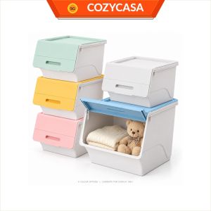 【CozyCasa】 Colourful Stackable Storage Box | Front Access and Folding Lid