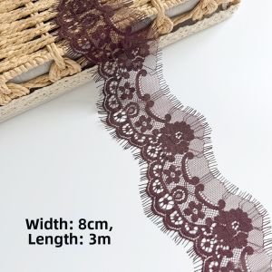 RUSSELLERT Rộng 8cm Viền ren Thiết kế hoa Chiều dài 3M Ruy băng ren Đa năng Vải viền may Ren lông mi Đồ thủ công tự làm