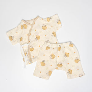 ชุดผูกเด็กอ่อน เสื้อและกางเกงเด็กอ่อน ผ้าสาลู ญี่ปุ่น ทอย่น 2 ชั้น ชุดเด็กแรกเกิด