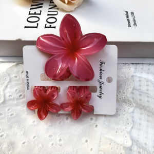 Jepitan Rambut 3in1 Cantik Model Bunga Kamboja Hair Clip Bunga Bali Aksesori Rambut Wanita Plumeria Warna Soft PST