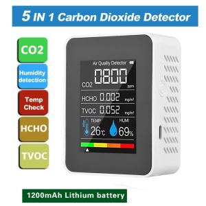 ADREE Trong nhà Máy dò chất lượng không khí 5 trong 1 Màn hình LCD lớn Thông minh Máy kiểm tra hcho CO2 TVOC Di động Nhiệt độ độ ẩm Màn hình formaldehyde Nhà trường học khách sạn văn phòng