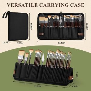 MUNCHX 26pcs Wooden Rod Art Painting Tool Set Art Kit Portable Gouache Painting Brush High Quality With Pen Curtain Watercolor Brush Art Supplies