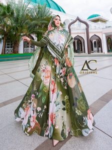 gamis syari NASHMA printing terbaru 2022 bahan ceruty full printing digital epson seri 5 warna