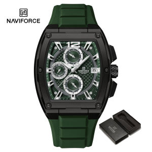 NAVIFORCE Fashion Men Chronograph Rubber Watch Original  Waterproof Multifunction Luminous Hands Sporty Outdoors Quartz Mens Watches NF8050