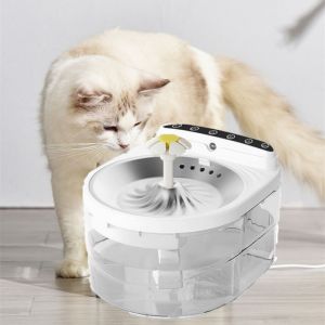 ER52858 3L Wireless Cat Water Fountain Large Capacity Stainless Steel Tray Cat Drinker Bowl Durable Motion Sensor Pet Water Dispenser for Cat Dog