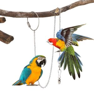 JOYPICKS Bạc Huấn luyện bay atiel Starling Ngoài trời Có khóa xoay Phụ kiện chim Mắt cá chân đứng hình chim Dây đeo chân vẹt đuôi dài Vòng đeo chân cho vẹt