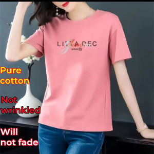Womens short-sleeved T-shirt 2022 new printed cotton loose large size half-sleeve T-shirt top Korean round neck shirt
