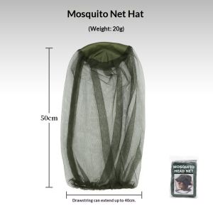 SeasTina| Outdoor Mosquito Head Net with Adjustable Drawstring Breathable Bug Protection for Fishing and Hiking