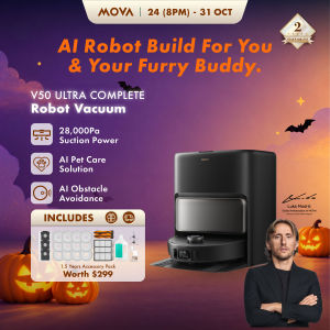 【NEW LAUNCH】MOVA V50 Ultra/V70 Ultra Complete Robot Vacuum Cleaner | 17cm Mop Extension | Bagless Dust Tank | 42000Pa