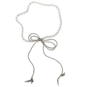 Elegant Beaded Necklace Pearls Bowknot Choker Charm Necklaces for Women Fashion Neck Jewelry Neckwear