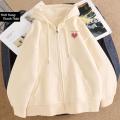 Áo Khoác Nỉ, Áo Hoodie Khóa Vải Nỉ Bông Cotton Ấm Áp Mềm Mịn, Hình Trái Tim Love Art Nhỏ Xinh Dành Cho Bé. 