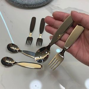 Thickened Stainless Steel Fork and Spoon Set Food Grade Small Size Dessert Spoon Auxiliary Food Yogurt Ice Cream Cake Fork Spoon