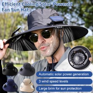 Solar-Powered Electric Fan Sun Hat Cooling Hat with Fan Rechargeable Breathable Solar Fan Hat for Fishing and Hiking 太阳能风扇遮阳帽