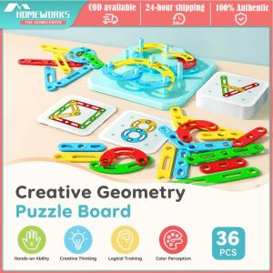 Variable Shape Matching Column DIY Handmade Game Jigsaw Board Geometric Column Set 3D Puzzle Game Intelligence Puzzle