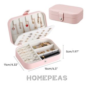 Homepeas® High Quality Ear Jewelry PU Storage Box Portable Travel Universal Organizer with Removable Baffie
