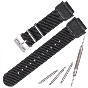 18mm Nylon Strap Suitable for Casio AE1200WHB AE1000W AQ-S810 SGW300/400 Stainless Steel Ring Mens Leather Watchband Accessories