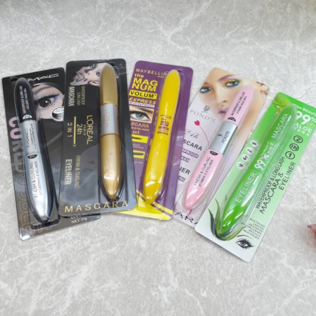 Mascara and Eyeliner Maybelline 2 in 1 / PONDS /MC Termurah Lazada