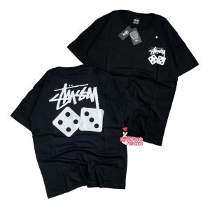 Kaos Stussy - tshirt stussy - kaos pria - tshirt pria - baju pria - kaos pria stussy DOUBLE DICE HITAM