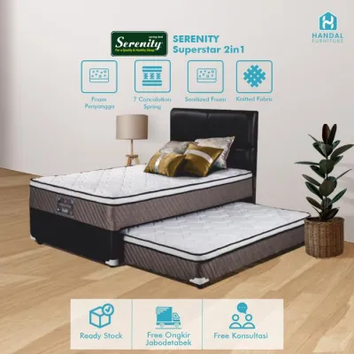 Kasur Springbed Elite Serenity Superstar Matras 2in1 Kasur Atas Bawah Anak Murah Medium Original - 90x200 Fullset