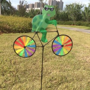 JKDESIGN On Bike Animal Yard DIY Lawn Party Wind Spinner Kids Toy Windmill Garden Decor