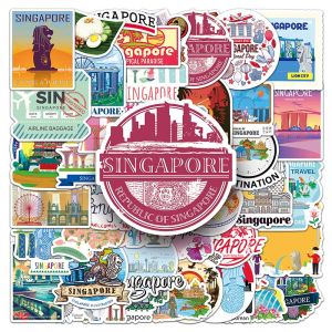 50pcs Singapore Stickers Merlion Park Universal Studios Cartoon Graffiti Waterproof Decals Decorative Laptop Luggage DIY Travel Commemorative Stickers
