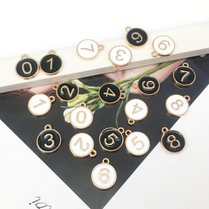 0-9 Arabic Number Metal Alloy Charms Double Sided Enamel Digits Pendant for DIY Crafts Bracelet Necklace Making