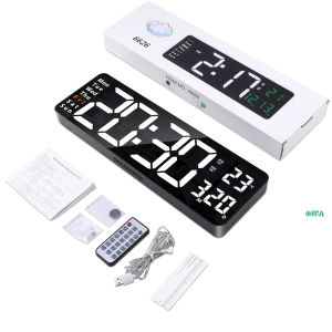Oria 16 "Đồng hồ treo tường lớn với đồng hồ Đồng hồ báo thức kỹ thuật số từ xa đếm lên & xuống độ sáng 10 cấp đồng hồ để bàn với ngày/nhiệt độ cho phòng tập thể dục tại nhà văn phòng lớp học-2 màu tùy chọn