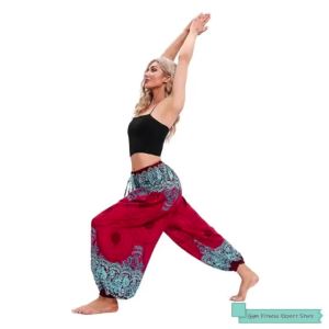Womens Boho Wide Leg Harem Pants High Waist Yoga Loose Lantern Pants Breathable Beach Trousers Vacation Printed Jagger2026