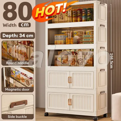 SALVO 35-80cm Magnetic Door Foldable Storage Cabinet Double Doors Storage Box Stackable Storage Box For Clothes Toys