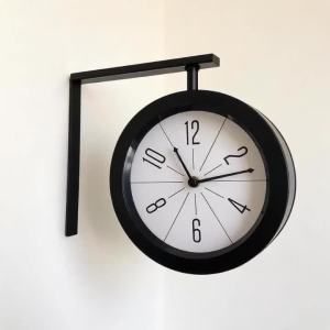 FFBH Double Face Corner Wall Clock Vintage Minimalist Wall Clocks Stylish Metal Housing Silent Clock Hallway Living Room Decoration M1Y4T