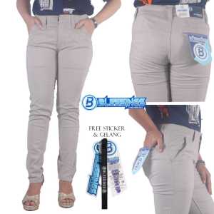 BS Celana chino wanita Celana Wanita Chino Cotton Celana Chino Panjang Wanita Warna Abu ChinoCasual