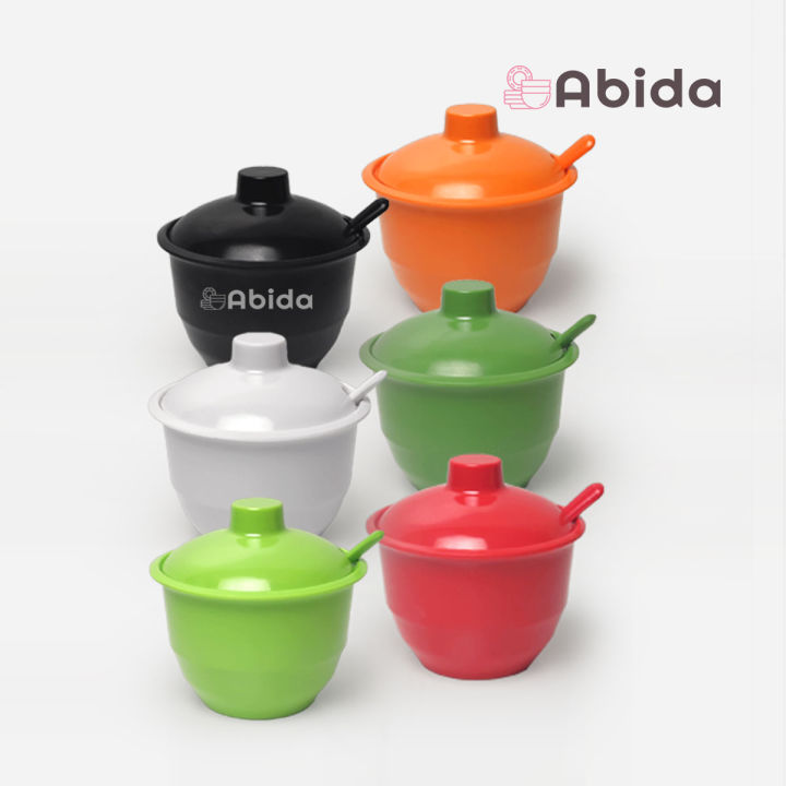 Abida 1 Lusin Mangkok Sambal Melamin - Mangkok Sambal Tutup - Wadah Sambal Tutup - Tempat Sambal Tutup Melamin - U2403