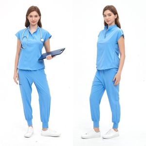 2024 News Short Sleeved V-neck Scrubs Medical Dental Clinic Surgical Uniforms Hospital Nurse Scrubs