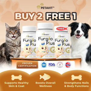 【Petavit】Furglo Plus 🐾 Pet Skin Itchy Repair Tablet Dog Cat Supplement Anjing Kucing Ubat Kulit Gatal 狗猫皮肤敏感驱虫宠物保健品